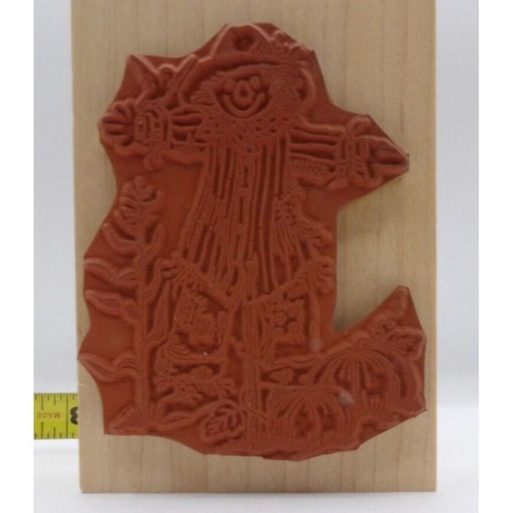 Stamp, Wooden Rubber, Pumpkin Scarecrow, ©1994 Hero Arts #H958 4"x3" VNTG - Picture 4 of 4